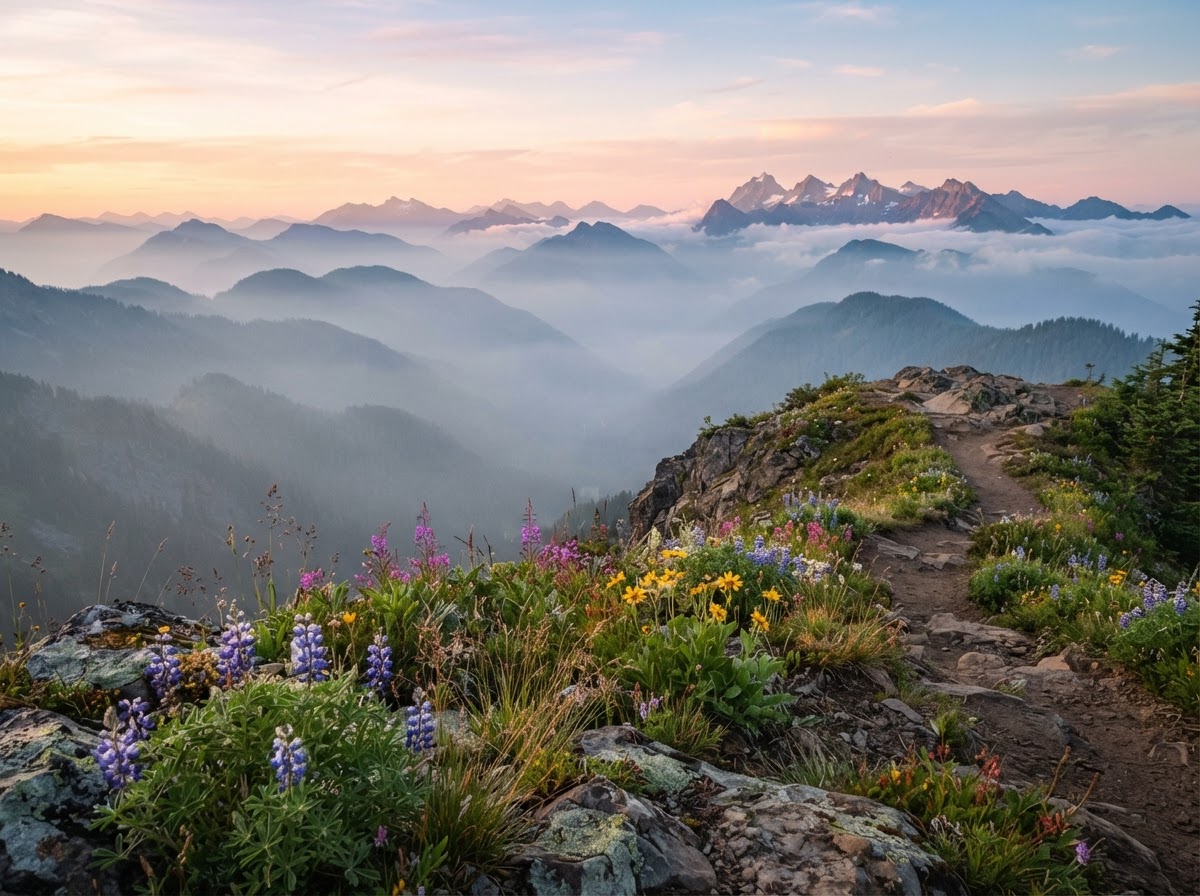 Mountain view at sunrise shared by Maya